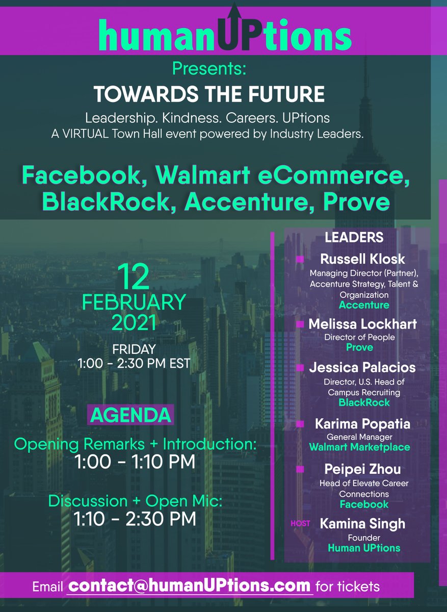 humanUptions's tweet photo. They heeded the call! Thank YOU @TR401  @Onrampinvest, Melissa Lockhart -Prove, Rodger Desai-Prove, Pete Zheng, @coolpeips @Facebook  #leadership #kindness #underrepresentedstudents #careers
Join US: Feb 12 @ 1PM EST Leadership + Career Conference
Tix: https://t.co/U8L1MzthTP https://t.co/2W4mOaQ83X