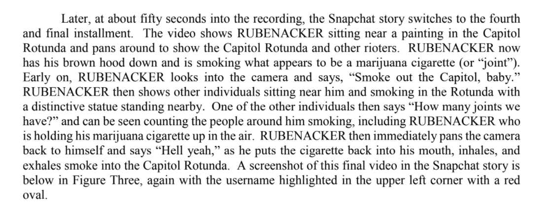 "Smoke out the Capitol, baby," Greg Rubenacker, a New York DJ, said in a Snapchat video inside the building on Jan. 6The FBI has now arrested him for unlawful entry and other crimes.