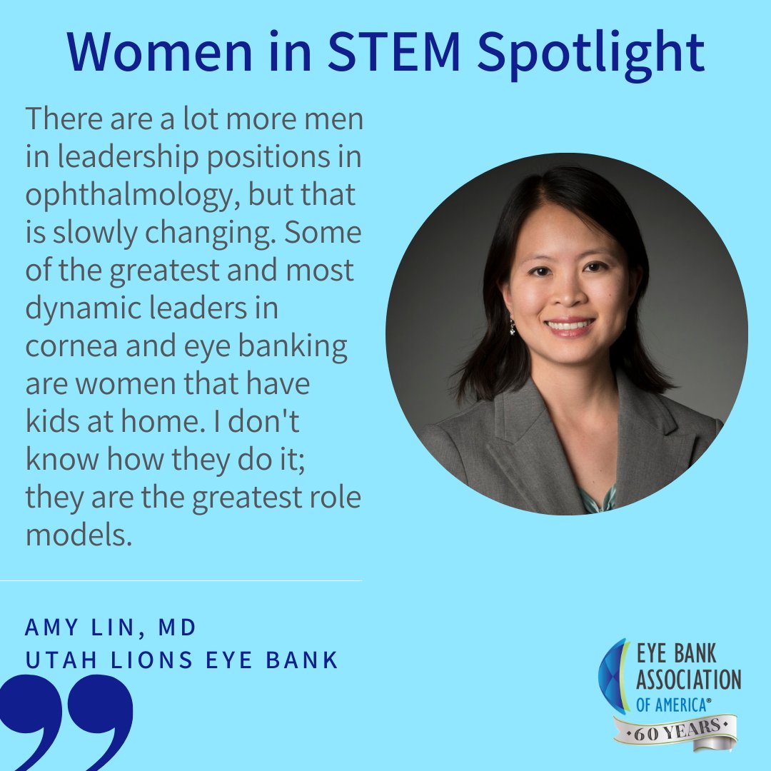 As we celebrate Women and Girls in Science all week long, today we spotlight <a href="/AmyLinCornea/">Amy Lin</a> of the <a href="/MoranEyeCenter/">Moran Eye Center</a> at the Utah Lions Eye Bank.
Amy advises girls interested in science, "Don't close any doors. You never know what will come along."
Learn more: bit.ly/3a23ZY9