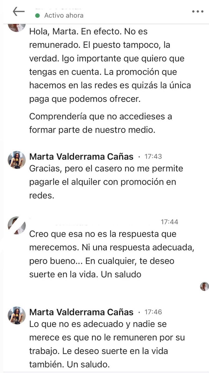 ¿¡Cuándo vais a entender que EL TRABAJO SE PAGA!? La promoción en redes NO es un sueldo.