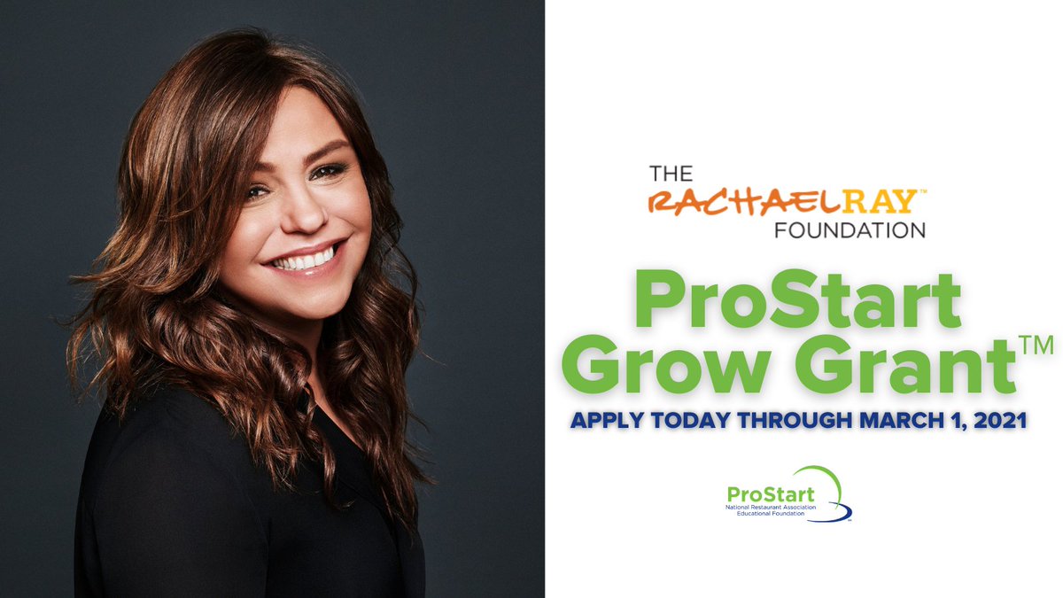 RT @WeRRestaurants: The #RachaelRayFoundation is once again offering “ProStart Grow Grants,” giving @ProStart high schools across the country the chance to win a $5,000 grant to grow their classrooms! @RachaelRay Click here to learn more and apply before…