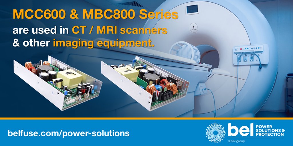 BelPwrSolutions's tweet image. #BelPowerSolutions MCC600 &amp;amp; MBC800 Series #powersupplies are certified to EN/IEC 60601-1 3rd Ed. medical stds, meet 2 x MOPP isolation for Class I &amp;amp; Class II &amp;amp; are used in CT/MRI scanners &amp;amp; imaging equipment #BelFuse MCC600: lnkd.in/egbYDu9 MBC800: lnkd.in/eDV-3aY