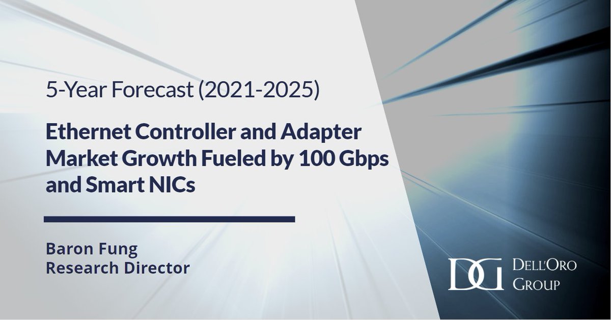 DellOroGroup's tweet image. We project the majority of the Cloud and Enterprise server market will upgrade port speeds from 10 Gbps to 25 Gbps, with a growth of 25 Gbps leveling by 2025. Learn more: bit.ly/2NcNy23 #EthernetController #EthernetAdapter #SmartNICs #25Gbps #100Gbps