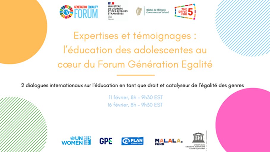 PlanFrance's tweet photo. 📅RDV jeudi 11 février à 14h CET pour le webinaire :
"Expertises et témoignages : l'éducation des adolescentes au cœur du Forum Génération Égalité"
📢Avec l'intervention de Michelle Perrot, directrice plaidoyer @PlanFrance
Pour s'inscrire, c'est ici
➡️https://t.co/gNnFMTTmIA https://t.co/FE4Aet26ES