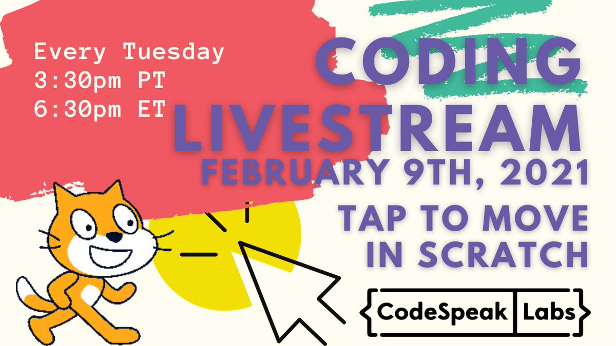 codespeaklabs's tweet image. Learn how to program characters to move with the mouse pointer. Join today&apos;s coding live stream and start creating games in Scratch! Check out our YouTube page to join: youtube.com/codespeaklabs