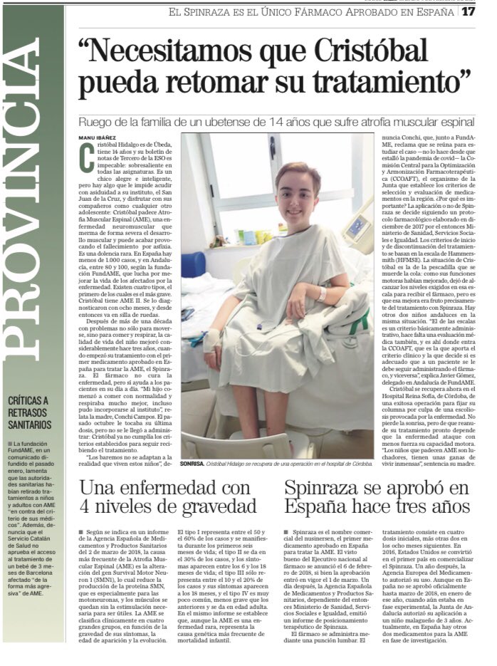 Únete a nosotros y denuncia el DERECHO de los pacientes con AME a tener ACCESO A LOS TRATAMIENTOS
#stopAME #TrátAME <a href="/saludand/">Consejería de Sanidad, Presidencia y Emergencias</a>