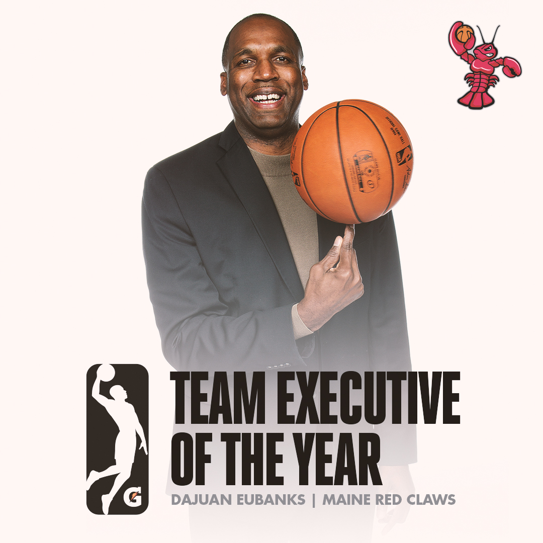 Maine Celtics (@maineceltics) on Twitter photo The
<a href="/nbagleague/">NBA G League</a>
announced today that Red Claws President Dajuan Eubanks has been named Team Executive of the Year for the 2019-20 season! STORY: maine.gleague.nba.com/news/executive… #CrustaceanNation The
<a href="/nbagleague/">NBA G League</a>
announced today that Red Claws President Dajuan Eubanks has been named Team Executive of the Year for the 2019-20 season! STORY: maine.gleague.nba.com/news/executive… #CrustaceanNation