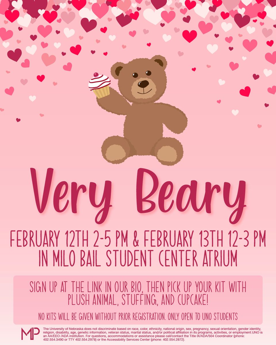 MavPro's tweet image. Due to weather, we have decided to split up Very Beary into pickup times rather than do a drive thru. We will hold pickup Friday 2/12 from 2-5 PM &amp;amp; Saturday 2/13 from 12-3 PM, both in Milo Bail Atrium. 

Sign up at the link in our bio!🧸💌