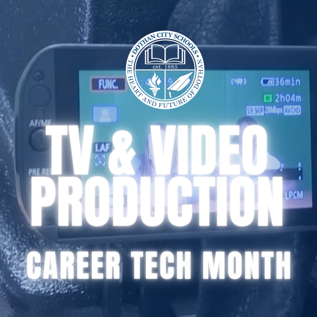 Today's Career Tech Feature is Dothan Technology Center's Television Production Program.

Career Technical Education Month 2021: Television Production youtu.be/bbx7el1f6-g via <a href="/YouTube/">YouTube</a> 

#DothanCitySchools #DothanCityProud #LoveDothan #LoveDothanCitySchools #CTEMonth