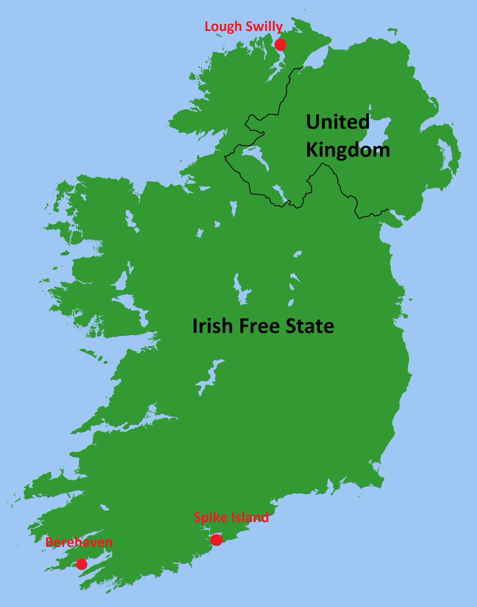  Another thing the three islands have in common is that Britain held on to chunks of territory post-independence. Apart from NI, it held on to the three Treaty Ports of Lough Swilly, Berehaven and Queenstown, all relinquished in 1938.