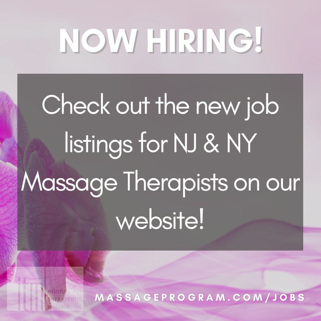 ITM_NJ's tweet photo. Jobs for #Massage Therapists in New Jersey and New York have been added to our website: https://t.co/jNR1IHcgkV https://t.co/KlqYcTSZqs