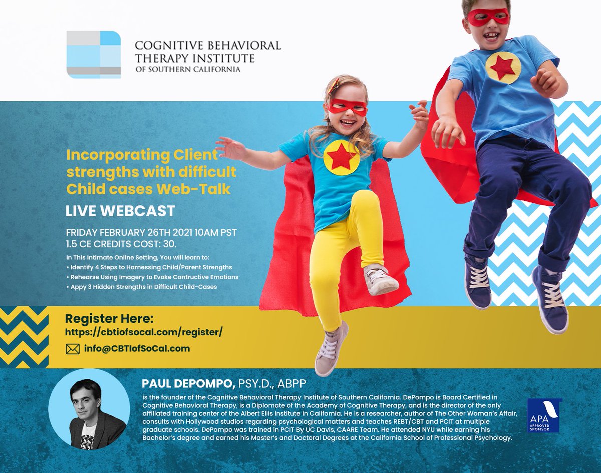 Incorporating Client Strengths with Difficult Client Cases- WebCast cbtiofsocal.com/register/ #CBT, #childTherapy 💝💝#ChildrensMentalHealthWeek