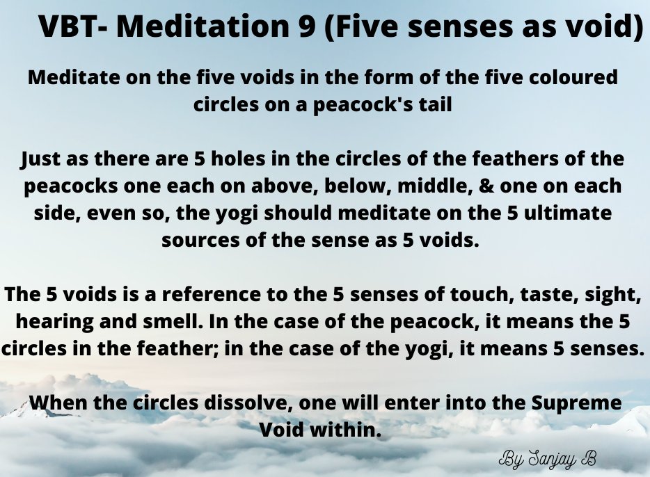 VBT Method 9/112śikhipakṣaiścitrarūpairmaṇḍalaiḥ śūnyapañcakam /dhyāyato’nuttare śūnye praveśo hṛdaye bhavet // 32 //1/5 #meditate  #mindfulness  #awareness  #selfawareness #motivation  #within  #happiness  #growth