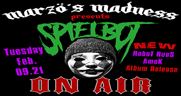 MarzosMadness's tweet photo. +++ ON AIR +++ 7pm cet/19:00 Uhr The next Show of Madness is a SPIELBOT SPECIAL. Spielbot is a Killer Guitar Player from Dresden/Germany....Tune In...Turn Up...Rock On... https://t.co/vdgC4ZtDfb #marzomccutter #marzosmadness #RockShow https://t.co/SySHUETwZU