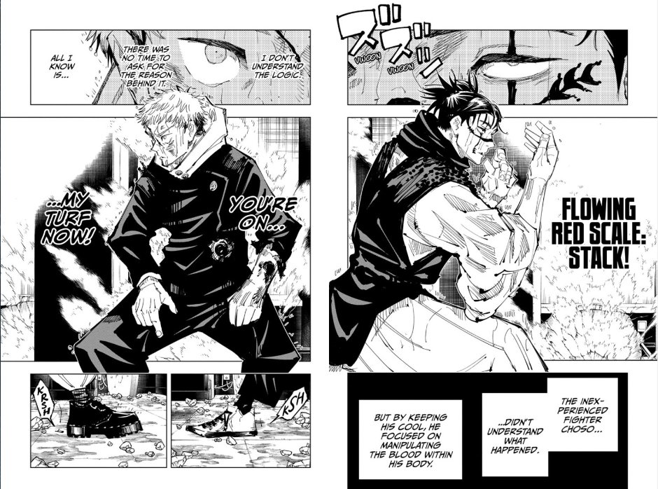 These highs and lows we see in jujutsu combat are very reminiscent of mix-ups in fighting games, which is another example of Gege referencing video game mechanics in JJK, along with the common progressions from a neutral-to-advantageous state, domain expansions, and the >>
