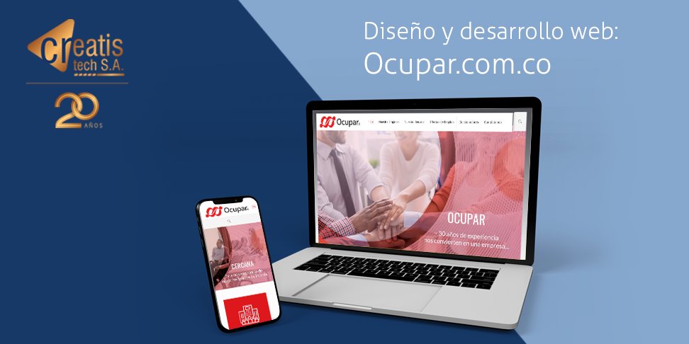 creatistech's tweet image. Uno de nuestros desarrollos web 🌐 más recientes: Ocupar Temporales S.A.

#DigitalMarketing 🎯 #MercadeoDigital #WebDesign #DiseñoWeb  #UX #ResponsiveWebDesign #InformationArchitecture 

ocupar.com.co