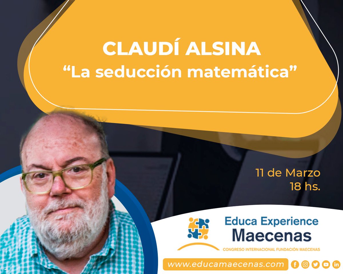 gogos20's tweet photo. ♾ Profesores de Matemáticas será un placer contar con @ClaudiAlsina en el congreso @EducaExperience 

😍 Nos contará como seducir a nuestr@s alumn@s para amar a las Matemáticas 

🥳 Además del taller exclusivo habrá diferentes experiencias de aula de éxito

‼️ Ven! https://t.co/F9ZldbZ6vI