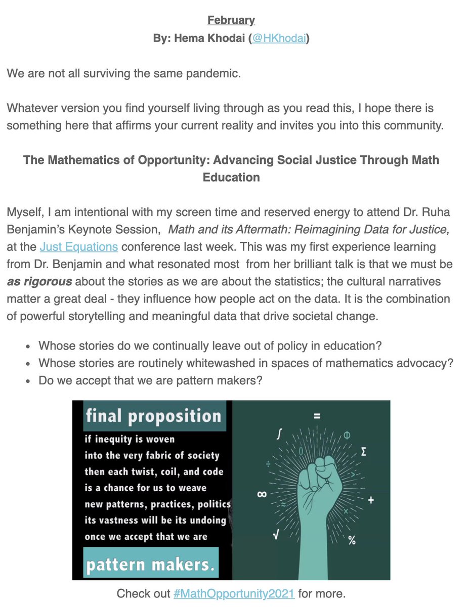 GlobalMathDept's tweet image. In this @GlobalMathDept Newsletter:
➡️ mailchi.mp/e7555ffc2bea/j…

@HKhodai, February

s/o 🥰
@JUST_Equations
@ruha9
@MathGiftedBlack
@MarissaKawehi
@mdrzavala
@todosmath: @SusieHakansson, @TxnoraAZ, @macmath2

#mtbos #iteachmath #mathtwitter #math

#GMDWrites! Full Entry Below 📸↘️