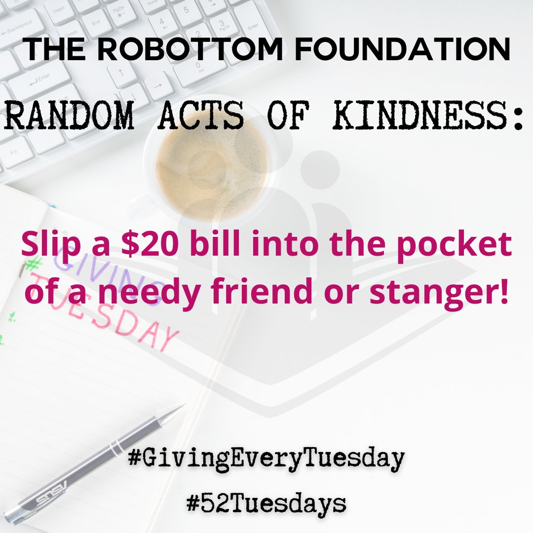 RobottomFound's tweet photo. What's one small thing that you can do to help someone in your community? That small action will inspire a ripple effect that will turn into a wave of good! #GivingTuesday
#robottomfoundation #educateengageexemplify #Kindness #Positivity #BeKind #KindessNews #SpreadKindness https://t.co/LT2c8zsgqb