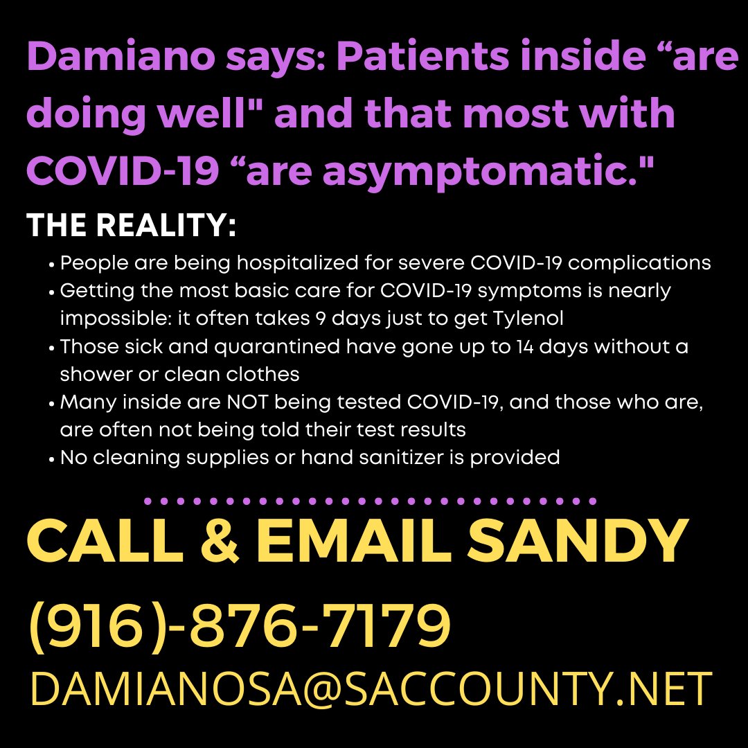 decarceratesac's tweet photo. "There is no care inside: they're exposed, sick, and begging for help but nobody will care for them." say loved ones of folks inside. Please call and email the Director of Correctional Health today in solidarity with people inside. We demand human rights and dignity.#CareNotCages https://t.co/48ntkGAXKD