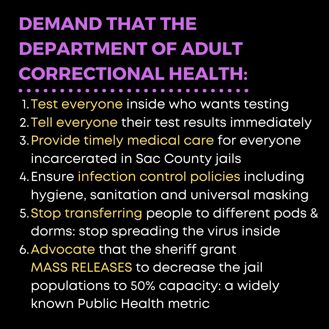decarceratesac's tweet photo. "There is no care inside: they're exposed, sick, and begging for help but nobody will care for them." say loved ones of folks inside. Please call and email the Director of Correctional Health today in solidarity with people inside. We demand human rights and dignity.#CareNotCages https://t.co/48ntkGAXKD