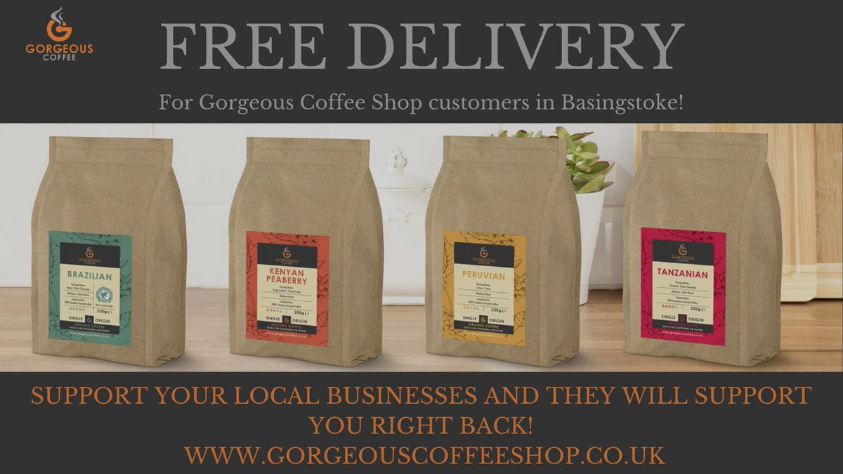 Free delivery for all our Basingstoke  customers, and those within 10 miles of our office!  Freshly roasted speciality coffee beans &amp; grounds, pods and syrups.  GORGEOUSCOFFEESHOP.CO.UK 
 #buylocal #basingstoke #staysafe #coffee