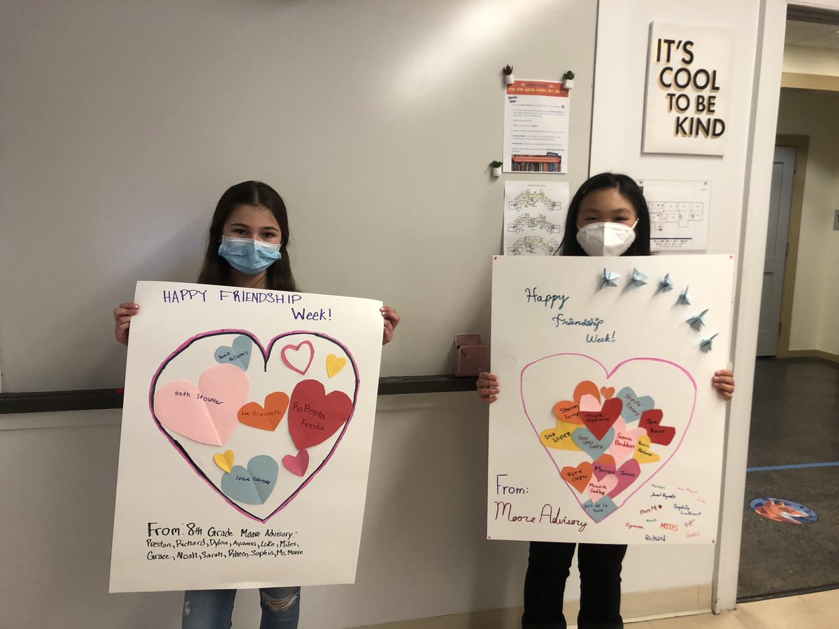 EMooreMath's tweet image. Our advisory had fun making posters for other divisions for Friendship Week! #spreadingcheer #BetterTogether #mfsfoxes
