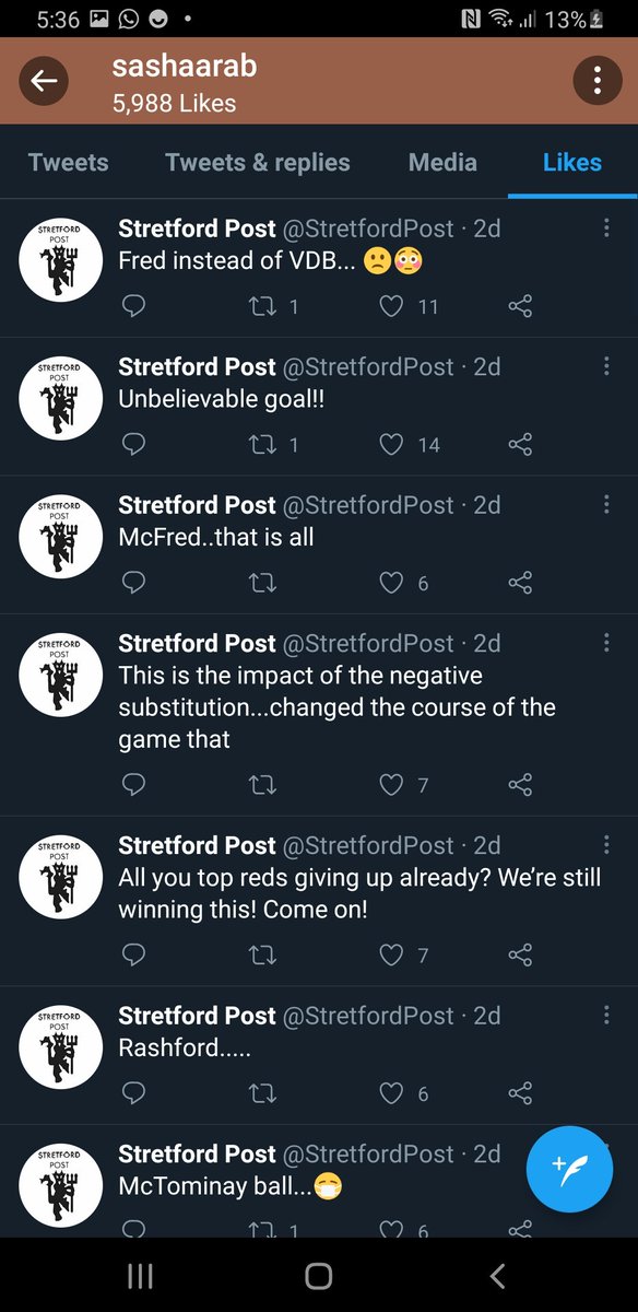 Sashaarab.... Only likes his tweets as well....