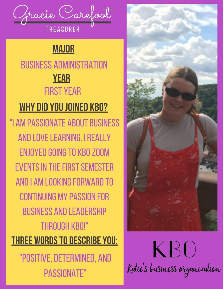 kboscu's tweet image. Introducing Gracie Carefoot! Gracie is our new Treasurer for the spring semester! Welcome Gracie!