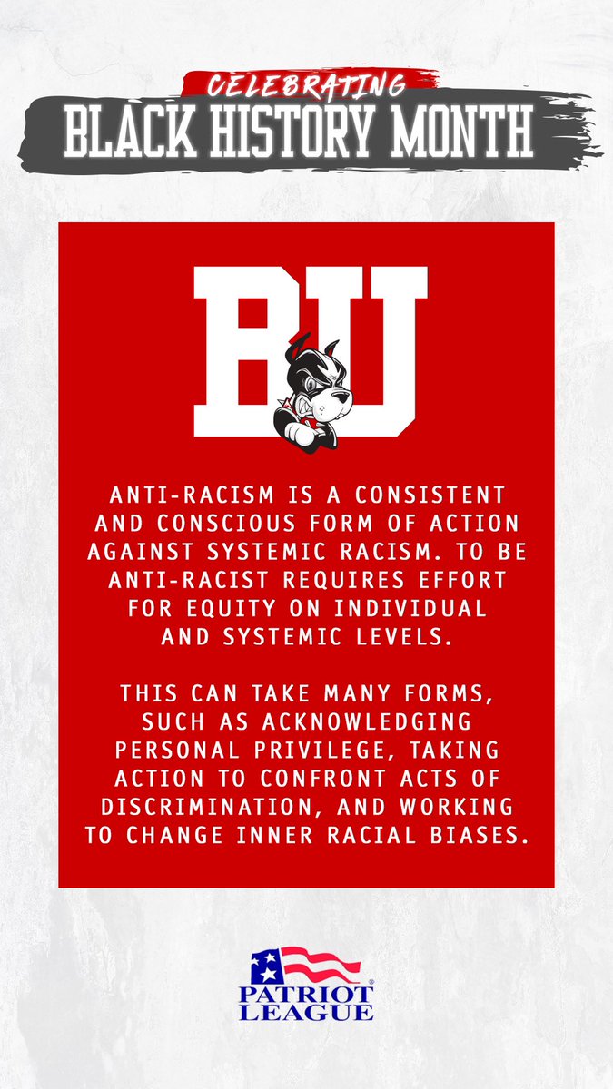 SAACBU's tweet photo. Anti-racism is a consistent and conscious form of action against systemic racism. Our student-athletes stand for many things in order to take action and confront acts of discrimination. #GoBU #PLSAAC #BlackHistoryMonth https://t.co/1tcRS2A8iY