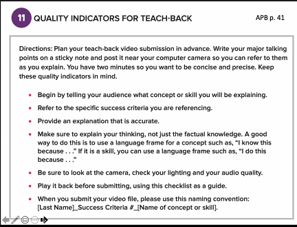 Tch2LrnAK's tweet photo. Loving the "teach-back" structure and student videos in #AssessmentPlaybook. "Teach-Back for the Family" (p41) -- cool #homework assignment!
#DistanceLearning2021 @DFisherSDSU @NancyFrey @Doc_Nik307
#remotelearning #distancelearning #elachat #mathchat #Ditchwork #ditchbook https://t.co/ZFLI5PfiYy