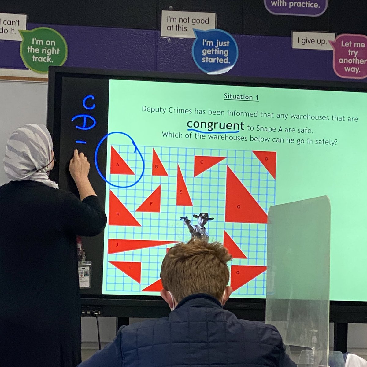 EmilyMartin225's tweet photo. Got some Geometry rocking with @WagihIngy again! Can’t stop, won’t stop @msa_w! Teachers truly are superheroes. #becauseweareWEST #butwewantit #ordermatters #congruencystatements https://t.co/875syR9QGk
