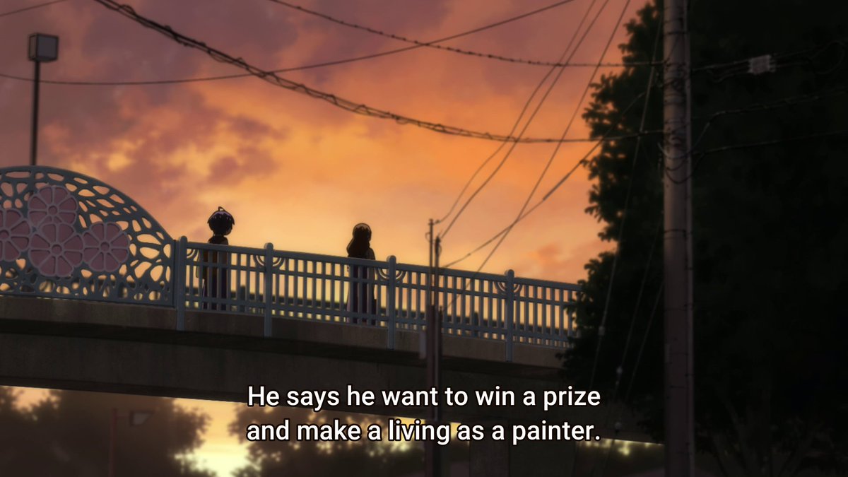 Remember how I said bridges could represent how one needs to make a decision? Welp, here's a decision that Ai has to think about! Will she cross that bridge and go through with allowing Sawaki to use the art piece he created of her? Who knows!