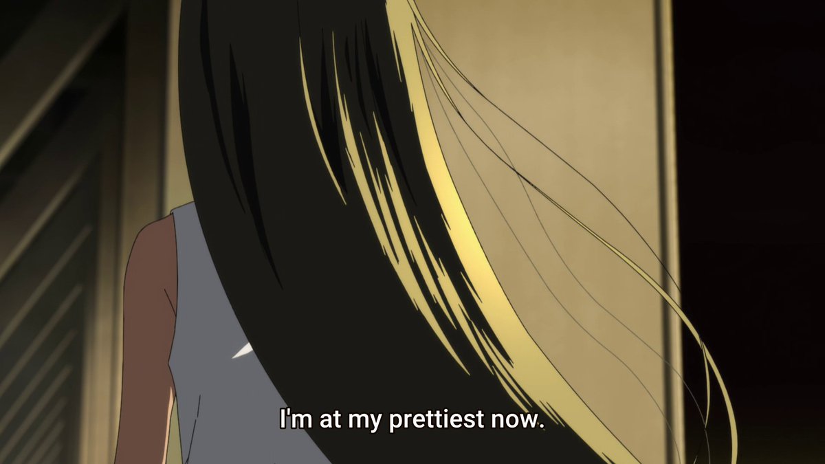 Hair is such an important symbol when it comes to ideas of beauty, especially feminine beauty. This woman places heavy value in her hair, and losing her hair later will be seen as a loss of beauty and thus the loss of her own identity which she's afraid of.