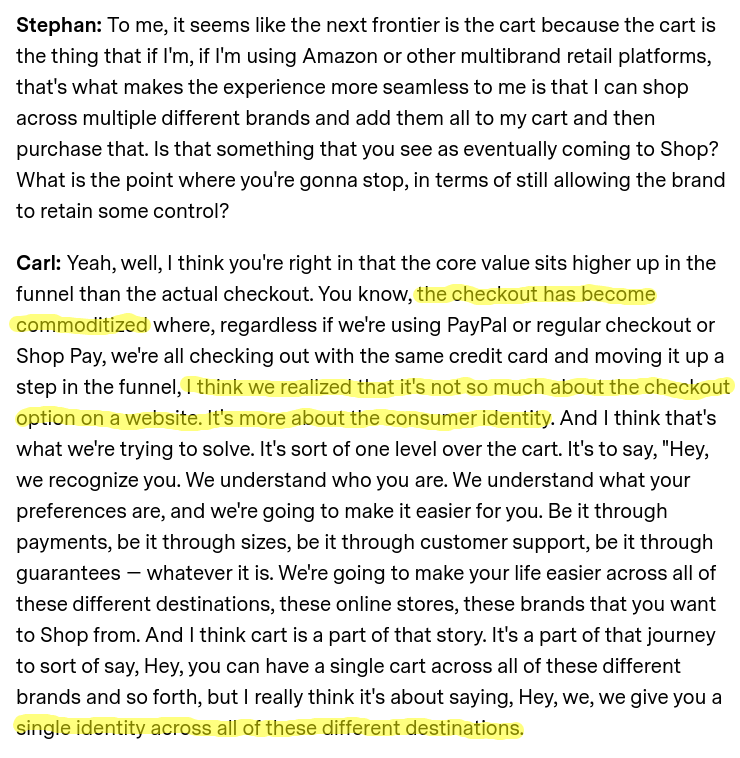 "the checkout has become commoditized...it's more about the consumer identity...a single identity across all of these different destinations" lumi.com/wellmade/131-c…