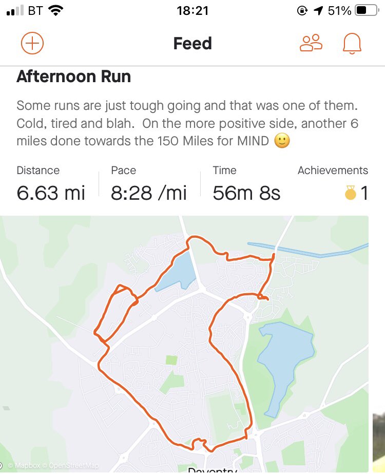 RunningmanCDK's tweet photo. Tough run tonight but another 6 miles completed towards the @runr_uk 150 miles for Mind #milesformind #running https://t.co/M8s3JnLbAP