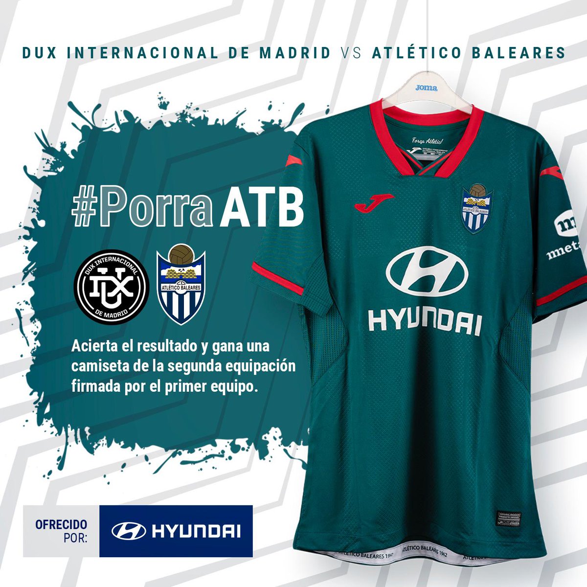 atleticbalears's tweet photo. 🎁 #Porra𝗔𝗧𝗕 | ¡Acierta el resultado del #DUXATB de mañana MIÉRCOLES y entra en el sorteo de una 𝗰𝗮𝗺𝗶𝘀𝗲𝘁𝗮 𝗼𝗳𝗶𝗰𝗶𝗮𝗹 𝗳𝗶𝗿𝗺𝗮𝗱𝗮 por el primer equipo!

👉 ¡Comenta el resultado y tu talla!

👉 ¡Da me gusta y RT a la publicación!

🍀 ¡Suerte!

#RENOVAM ⚪🔵 https://t.co/NGyQ0OwmMG