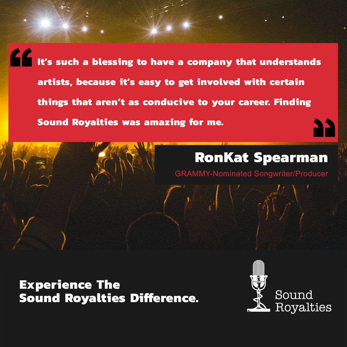 SoundRoyalties's tweet photo. "This is going to allow me to float like the mothership and refuel projects that have been on the backburner. Many thanks." - @RonKatSpearman. DM us to connect with our team for more info about our services. #RonKat #PFunk #OneNationUnderAGroove #RoyaltyAdvance #FunkMusic https://t.co/rVo306tXEM