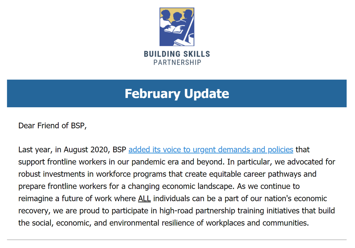 Building_Skills's tweet photo. We're proud to partner w/ @CALDWA, @TheCenterSHF, & CA Employment Training Panel to reimagine & reshape a #FutureofWork where ALL individuals can be a part of our nation's economic recovery. Read our Feb update here: https://t.co/OYlUUgjFPF
#BSPupdate #nonprofitnews https://t.co/samY1bD7Ag