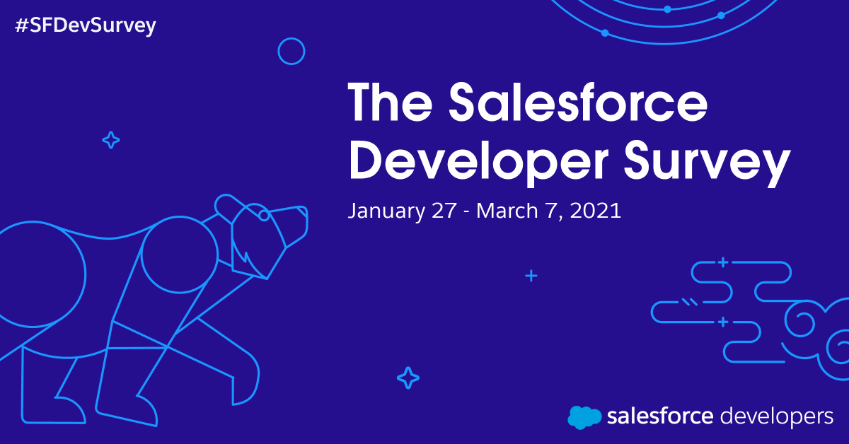 SalesforceDevs's tweet photo. Have you taken the Salesforce #Developers Survey yet? https://t.co/VtQEYCpHnq 

A few minutes of your time helps us understand what programs, events and resources you want to see in the future. #SFDevSurvey https://t.co/qvpAPzbBUe