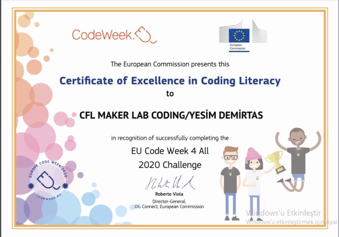 KalkanDemirtas's tweet image. Her yıl olduğu gibi bu yılda ÇFL Maker Lab. Mükemmellik Sertifikamız geldi. #CodeWeek @CodeWeekEU @CodeWeekTurkey #codeweekEU2020 #codeweek4allchalenge @tretwinning @eTwinning59 @Tekirdag_Mem @CorluMem @CorluFen @ersanulusan @hete61