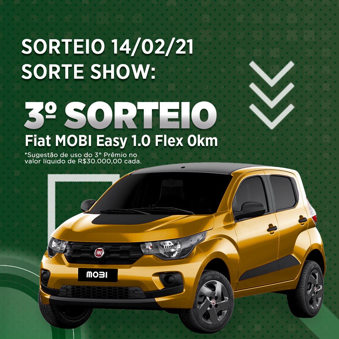 sorteshowbr's tweet image. E aí, pessoal, como vocês estão? 

Esta semana o sorteio acontecerá no dia 14, domingo, e os prêmios são:
- 2 Hondas BIZ 110i
- 2 Fiat MOBI Easy 1.0 Flex
- 20 tablets

Se liga ⤵️⤵️⤵️⤵️⤵️⤵️⤵️⤵️