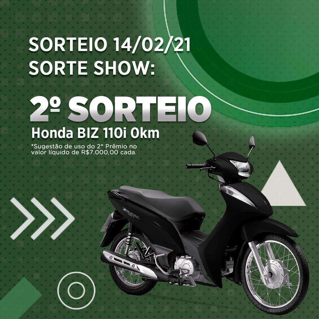 sorteshowbr's tweet image. E aí, pessoal, como vocês estão? 

Esta semana o sorteio acontecerá no dia 14, domingo, e os prêmios são:
- 2 Hondas BIZ 110i
- 2 Fiat MOBI Easy 1.0 Flex
- 20 tablets

Se liga ⤵️⤵️⤵️⤵️⤵️⤵️⤵️⤵️