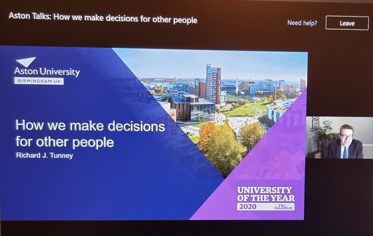 Excited to be attending my first ever #AstonTalks today to hear all about how we make decisions for other people 💭👏
<a href="/TunneyRichard/">Richard Tunney</a> <a href="/AstonPsychology/">AstonPsychology</a>