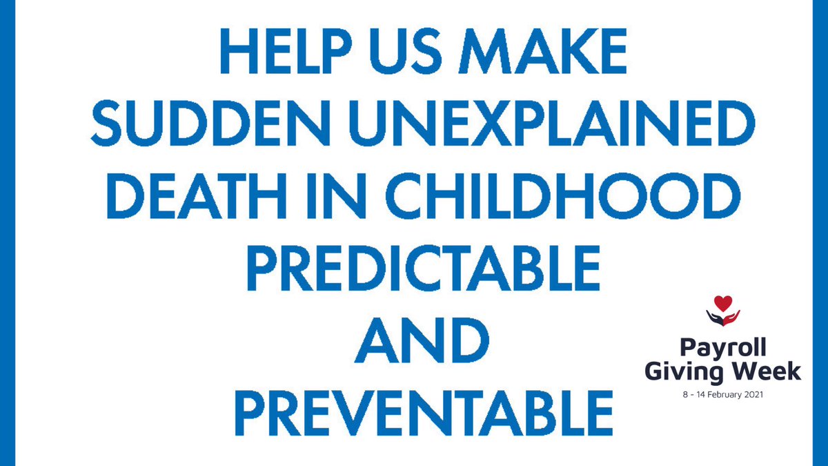 SUDCUK1's tweet image. 'Payroll Giving Week' is a campaign aiming to raise awareness of this wonderful method of supporting charities. 

Payroll giving is a tax-efficient way to support us &amp;amp; help our ambition to make SUDC predictable and preventable. Ask your employer for details ⭐️ #PayrollGivingWeek