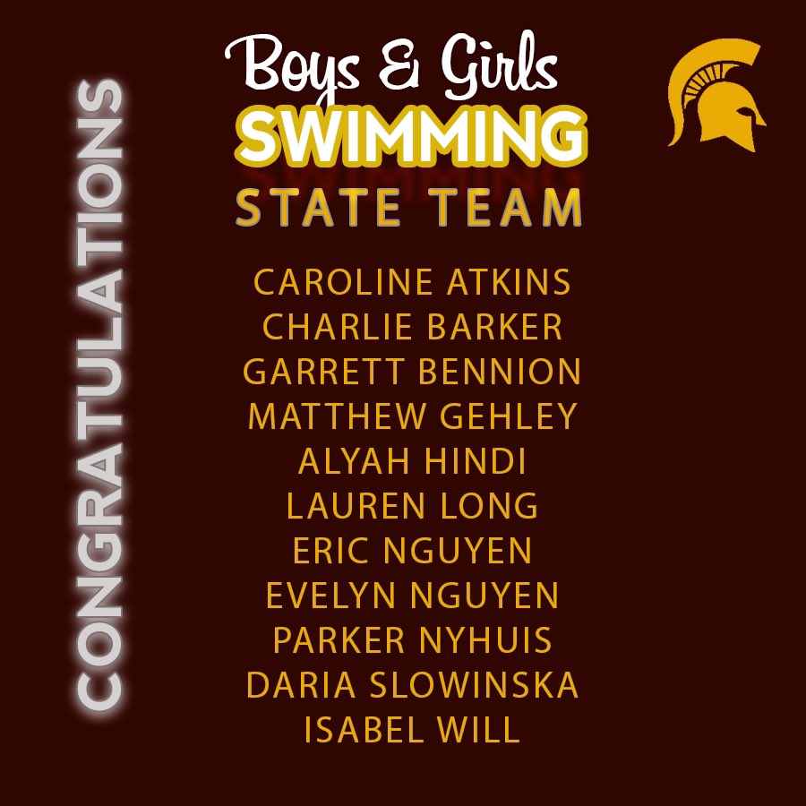 Good Luck to our Boys &amp; Girls State Swim Team!! #GoSpartans