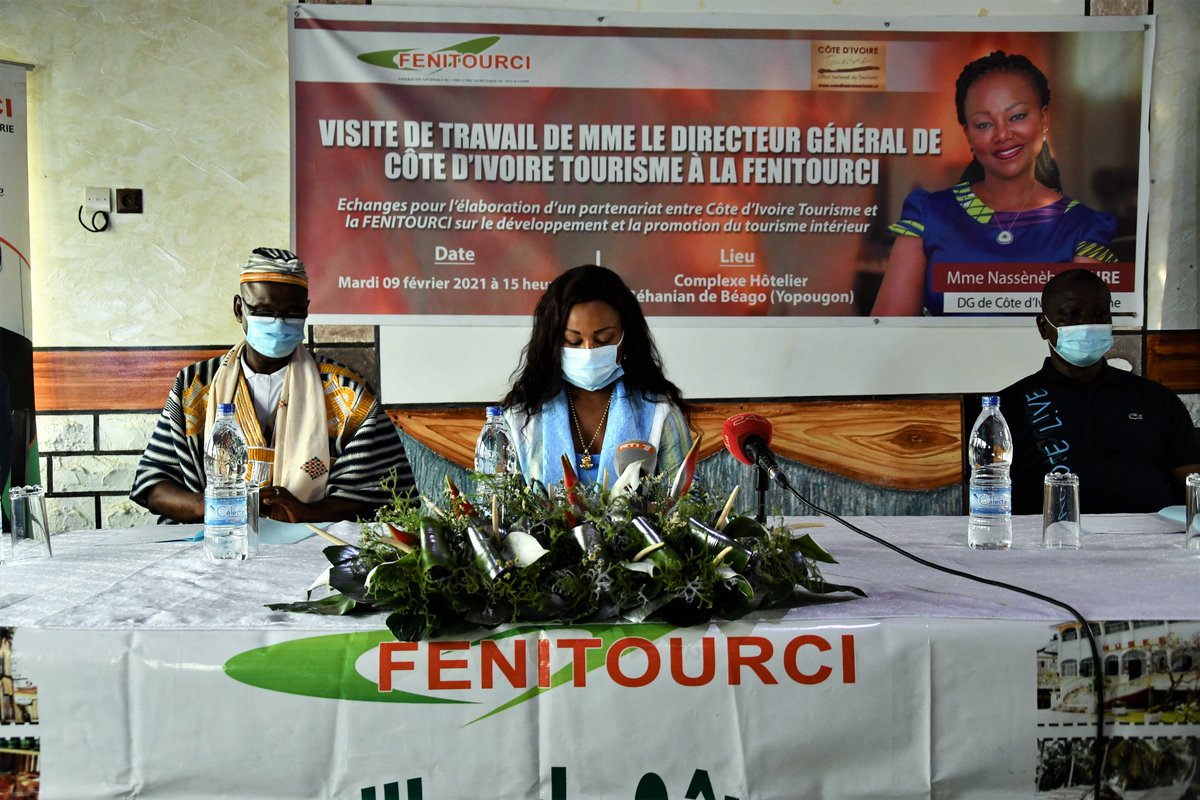 IvoireTourisme's tweet photo. #NewsInfo Visite de travail de Côte d'Ivoire Tourisme à la Fenitourci.
Une délégation de C.I.T, conduite par sa D.G, Mme Nassénéba Touré, a échangé avec les membres de la Fenitourci ce mardi 09 février 2021 au Complexe hotelier Behanian de Yopougon.
https://t.co/yuXqF0d32p https://t.co/MnN2k48ILe