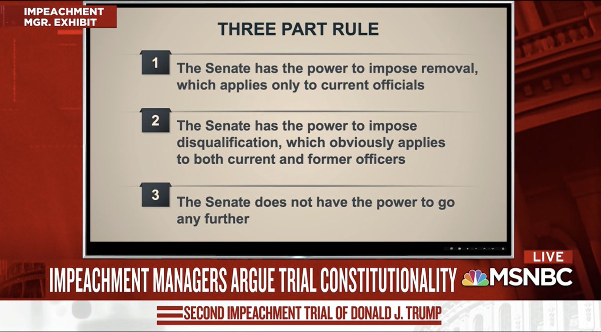 The remedies for an impeachment conviction in Article I of the Constitution include both removal AND disqualification. 32/