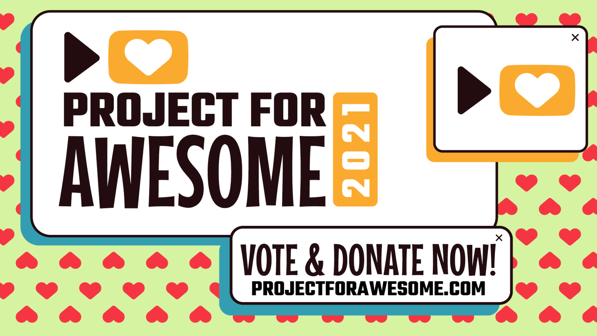 Have you submitted your #p4a2021 video yet? Be sure to do that before noon EST tomorrow! 

That's right, we're closing submissions before the livestream this year to give us time to go through the videos. Submit yours now! projectforawesome.com/submit