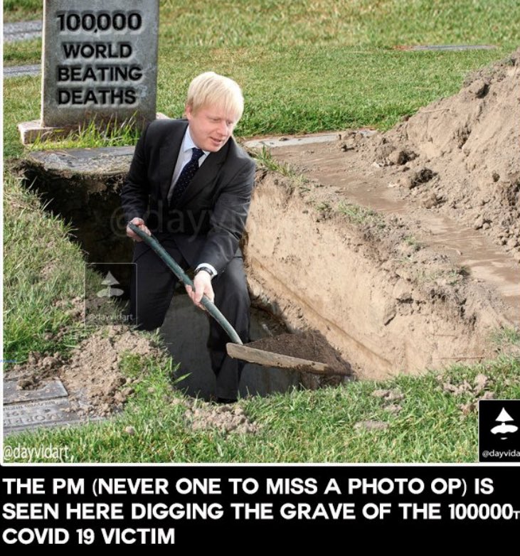 Scotsterahoy's tweet photo. Boris Johnson given a free BBC  pass as they avoid England sadly going above 100k deaths today.

Just hidden in the #COVID19 UK deaths

Wales had their 5k headlined, Scotland had their 6k headlines 2  weeks ago.

BBC and the media hiding the scale of #toryfailure #ToryShambles https://t.co/FQEStCQmi3